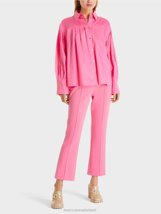 kleding fel roze 464J976 blouse met schouderpas en plooien Marc Cain
