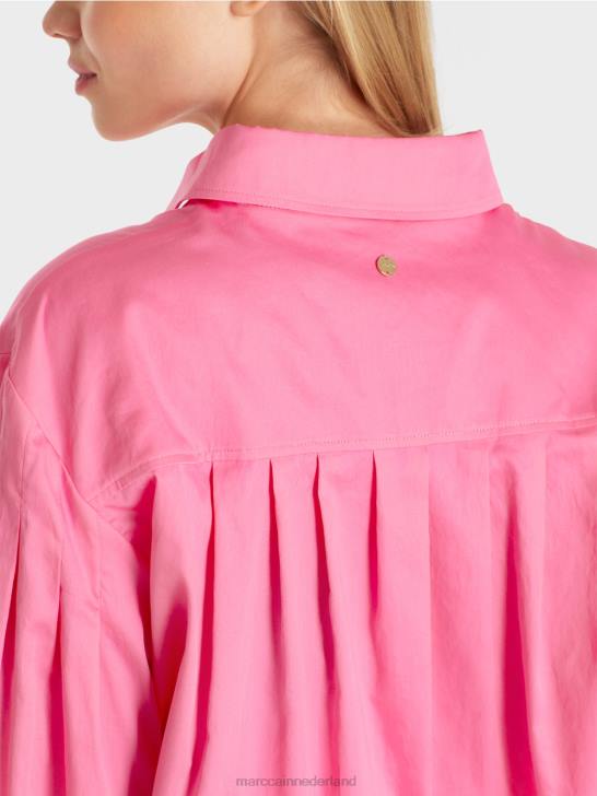 kleding fel roze 464J976 blouse met schouderpas en plooien Marc Cain
