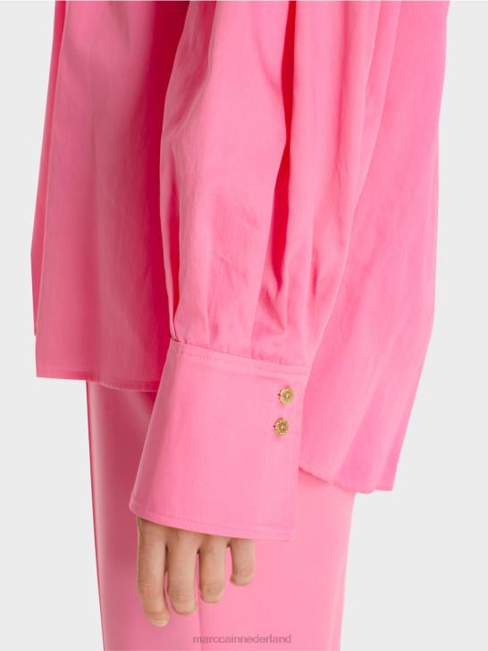 kleding fel roze 464J976 blouse met schouderpas en plooien Marc Cain