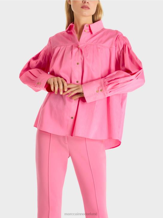 kleding fel roze 464J976 blouse met schouderpas en plooien Marc Cain