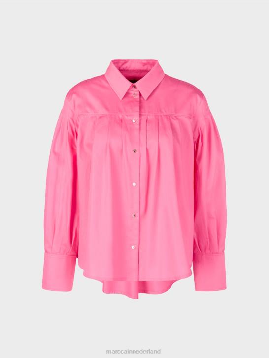 kleding fel roze 464J976 blouse met schouderpas en plooien Marc Cain