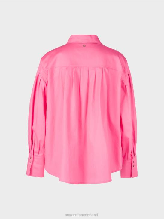 kleding fel roze 464J976 blouse met schouderpas en plooien Marc Cain