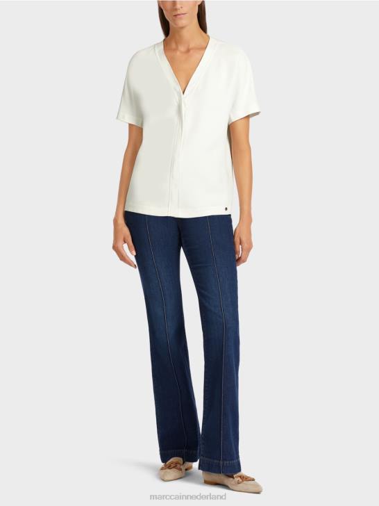 kleding gebroken wit 464J1015 effen kimonotopje Marc Cain