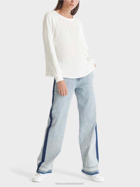 kleding gebroken wit 464J872 raglanblouse met materiaalmix Marc Cain