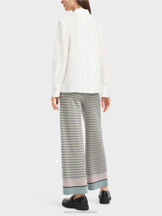 kleding gebroken wit 464J878 elegante blouse met borduursel Marc Cain