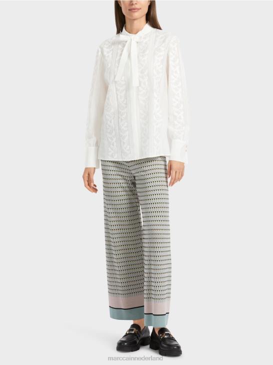 kleding gebroken wit 464J878 elegante blouse met borduursel Marc Cain