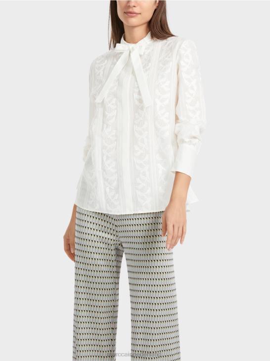 kleding gebroken wit 464J878 elegante blouse met borduursel Marc Cain