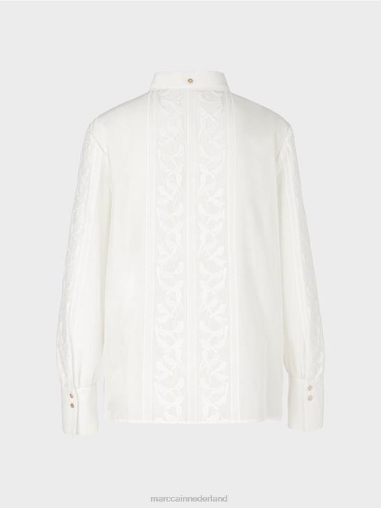 kleding gebroken wit 464J878 elegante blouse met borduursel Marc Cain