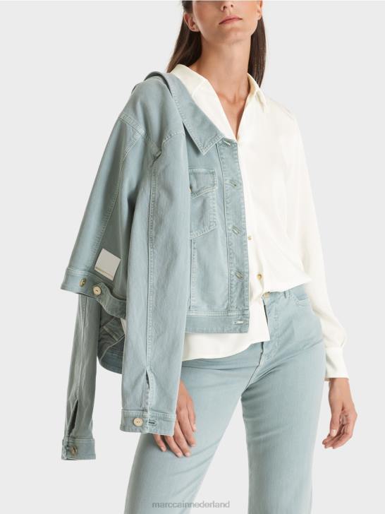 kleding gebroken wit 464J884 klassieke overhemdblouse met v-hals Marc Cain