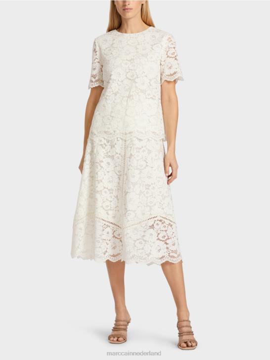 kleding gebroken wit 464J942 blouse van kantstof Marc Cain