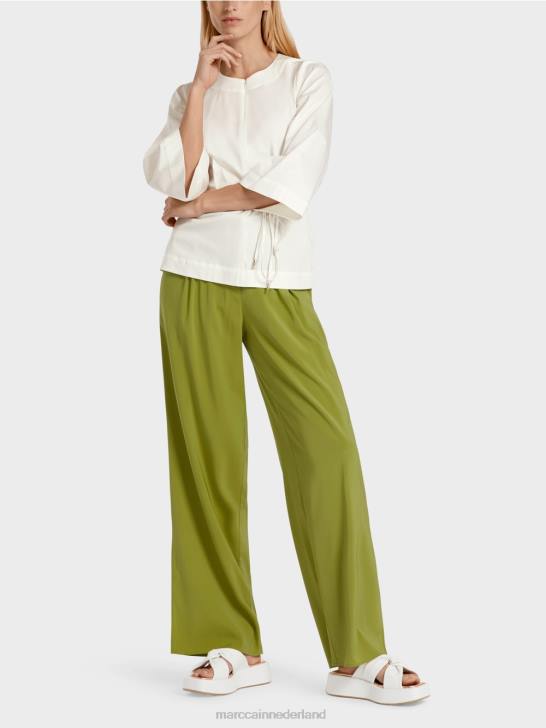 kleding gebroken wit 464J946 katoenen blouse met lange mouwen Marc Cain