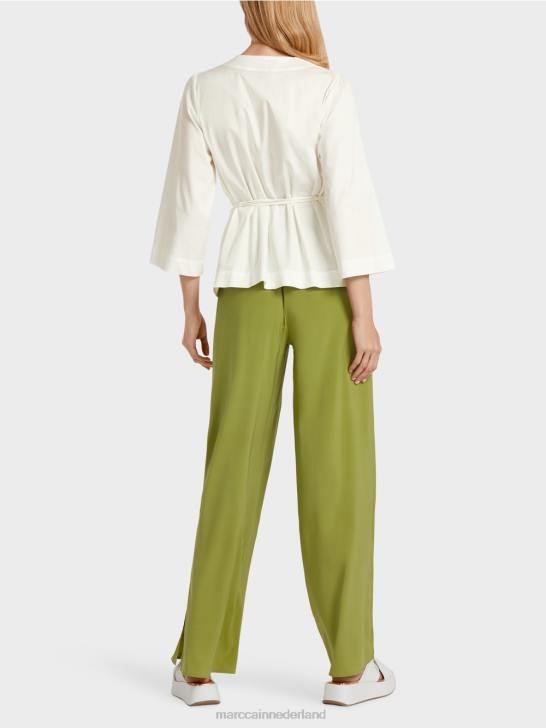 kleding gebroken wit 464J946 katoenen blouse met lange mouwen Marc Cain