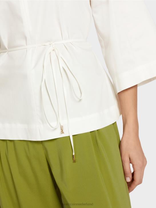 kleding gebroken wit 464J946 katoenen blouse met lange mouwen Marc Cain