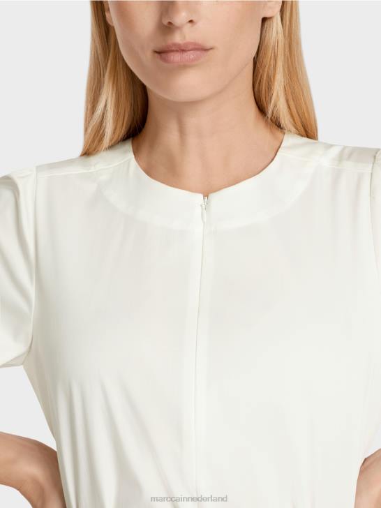 kleding gebroken wit 464J946 katoenen blouse met lange mouwen Marc Cain