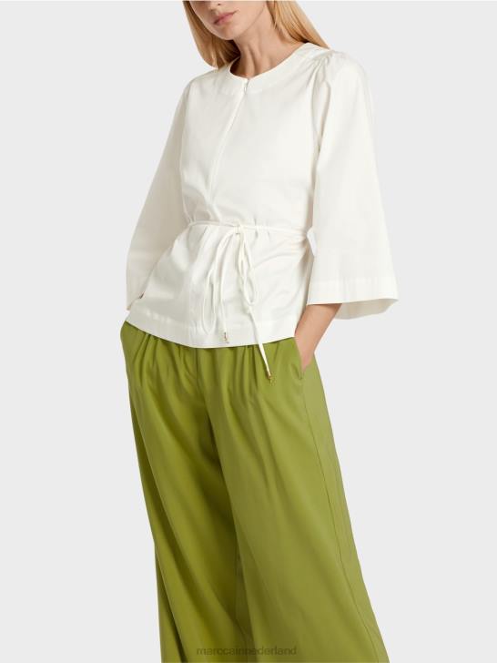 kleding gebroken wit 464J946 katoenen blouse met lange mouwen Marc Cain