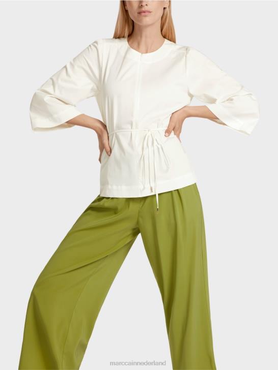 kleding gebroken wit 464J946 katoenen blouse met lange mouwen Marc Cain