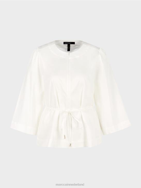 kleding gebroken wit 464J946 katoenen blouse met lange mouwen Marc Cain