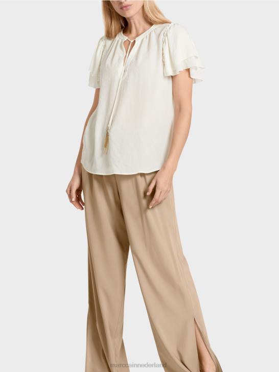 kleding gebroken wit 464J951 \"rethink Together\" top in blousestijl Marc Cain