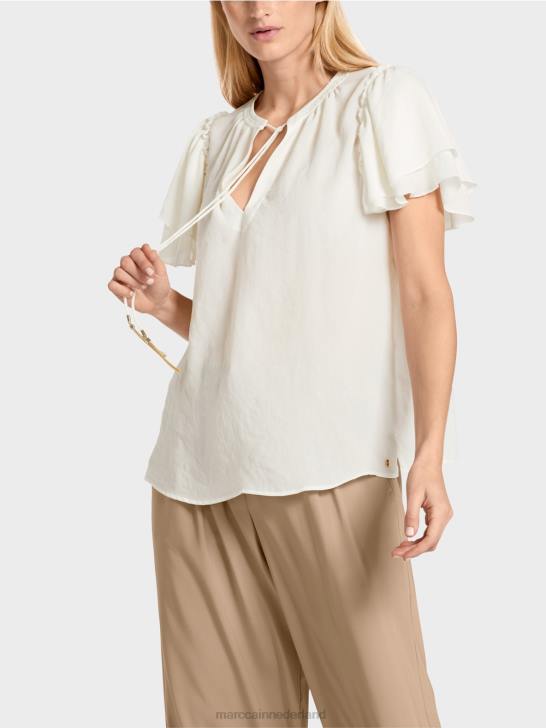 kleding gebroken wit 464J951 \"rethink Together\" top in blousestijl Marc Cain