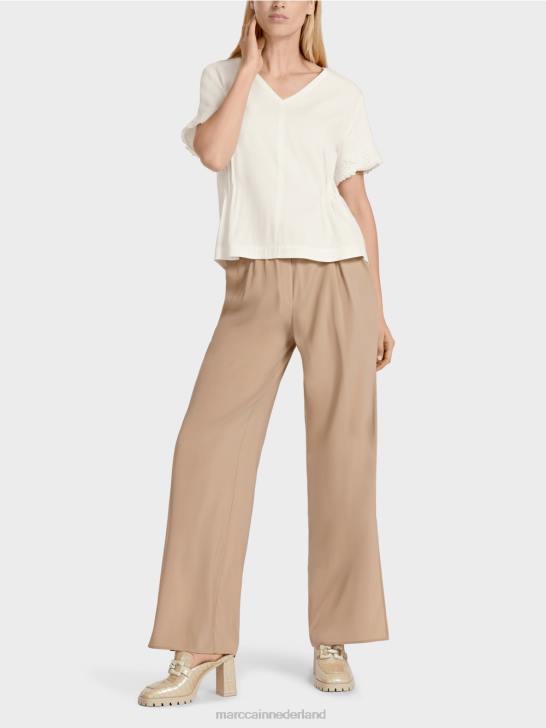 kleding gebroken wit 464J954 getailleerde linnen blouse Marc Cain