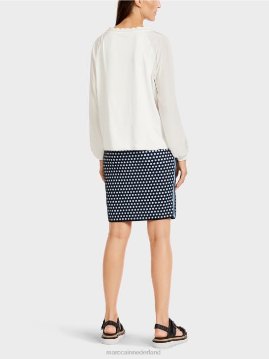 kleding gebroken wit 464J992 top in blousestijl met materiaalmix Marc Cain