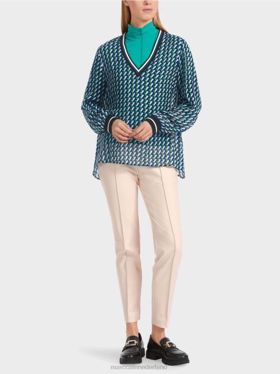 kleding glazuur 464J837 blouse met geometrische all-over print Marc Cain