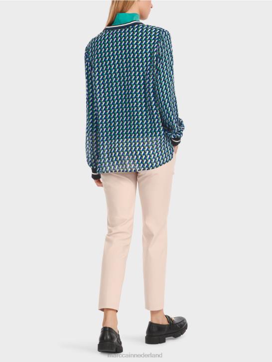 kleding glazuur 464J837 blouse met geometrische all-over print Marc Cain
