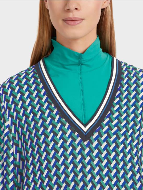 kleding glazuur 464J837 blouse met geometrische all-over print Marc Cain