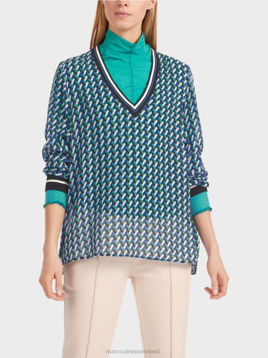 kleding glazuur 464J837 blouse met geometrische all-over print Marc Cain