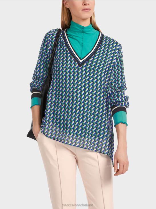 kleding glazuur 464J837 blouse met geometrische all-over print Marc Cain