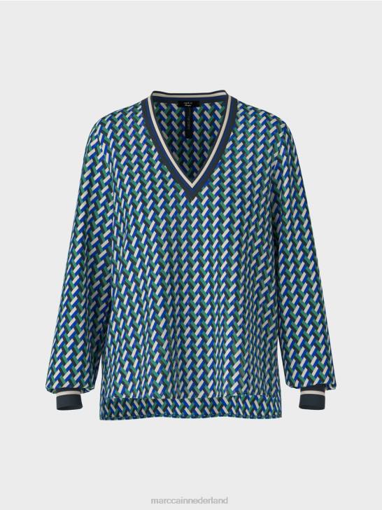 kleding glazuur 464J837 blouse met geometrische all-over print Marc Cain