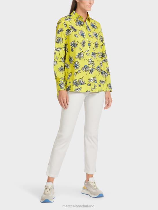kleding groene zwavel 464J991 "rethink Together" bloemenblouse Marc Cain