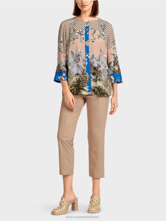 kleding helder bruin 464J966 elegante top in blousestijl in patroonmix Marc Cain