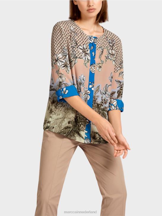 kleding helder bruin 464J966 elegante top in blousestijl in patroonmix Marc Cain
