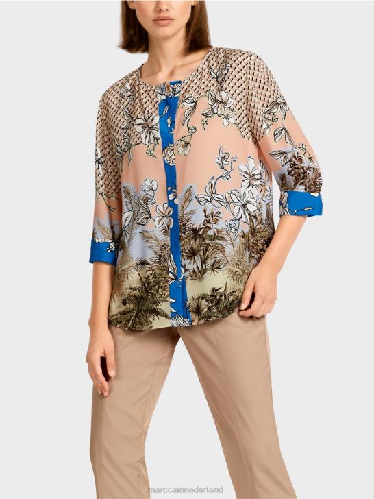 kleding helder bruin 464J966 elegante top in blousestijl in patroonmix Marc Cain