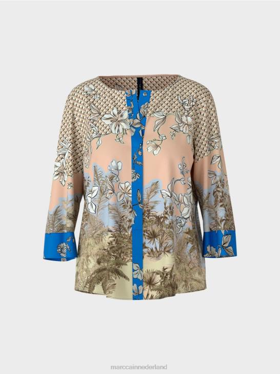 kleding helder bruin 464J966 elegante top in blousestijl in patroonmix Marc Cain