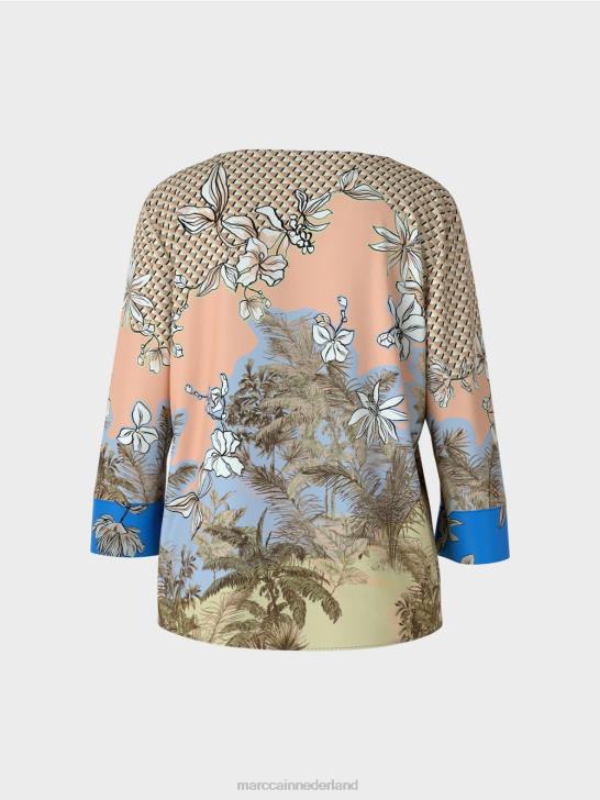 kleding helder bruin 464J966 elegante top in blousestijl in patroonmix Marc Cain