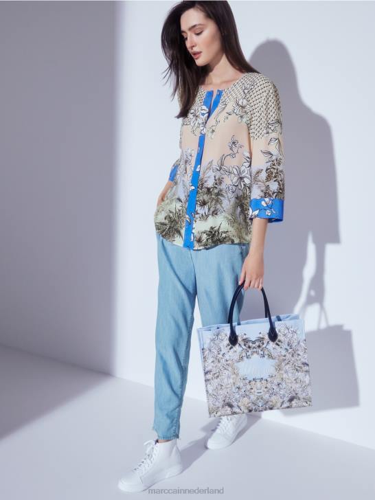 kleding helder bruin 464J966 elegante top in blousestijl in patroonmix Marc Cain