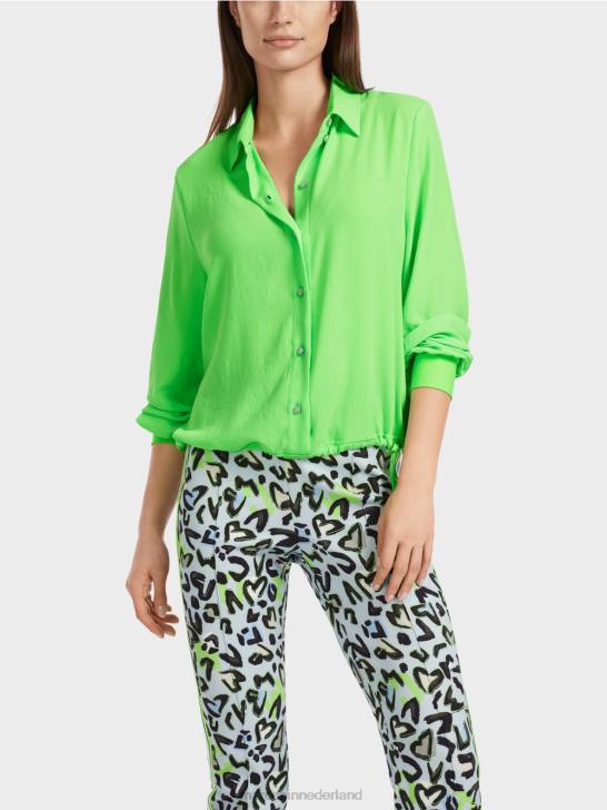 kleding helder schokkend groen 464J875 blouse met trekkoord Marc Cain