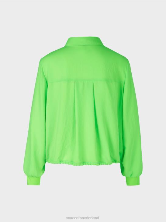 kleding helder schokkend groen 464J875 blouse met trekkoord Marc Cain