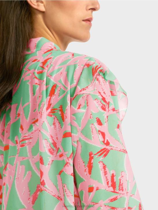 kleding heldere jade 464J972 blouse met ruches en bloemenprint Marc Cain