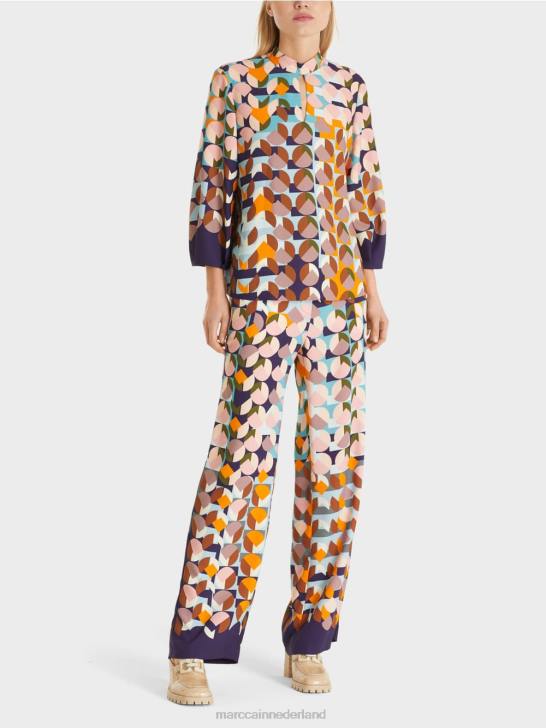 kleding koninklijk paars 464J1017 blouseshirt met grafische print Marc Cain