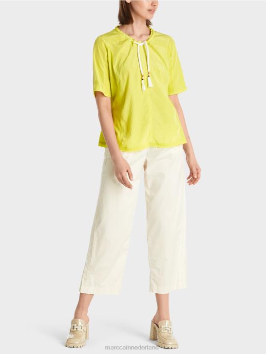 kleding lichte kalk 464J935 top in blousestijl van een materiaalmix Marc Cain