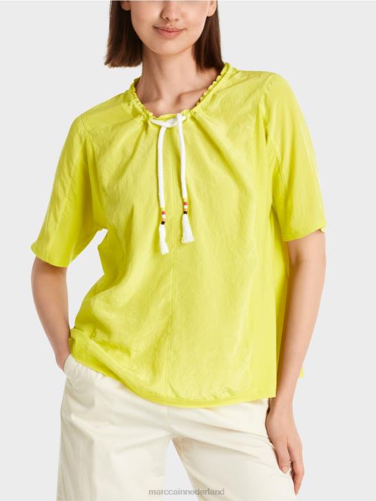 kleding lichte kalk 464J935 top in blousestijl van een materiaalmix Marc Cain