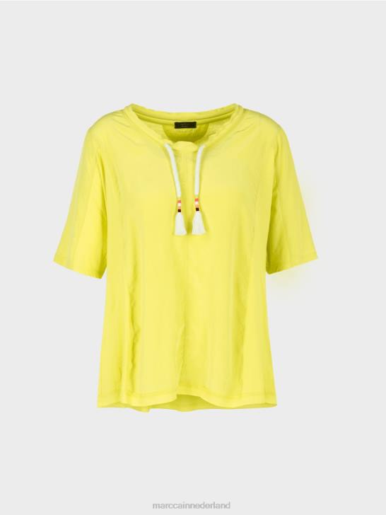 kleding lichte kalk 464J935 top in blousestijl van een materiaalmix Marc Cain