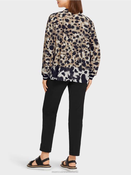 kleding lichte koffie 464J984 \"rethink Together\" top in blousestijl Marc Cain