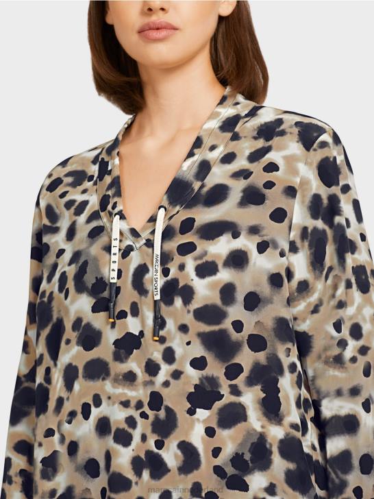kleding lichte koffie 464J984 \"rethink Together\" top in blousestijl Marc Cain