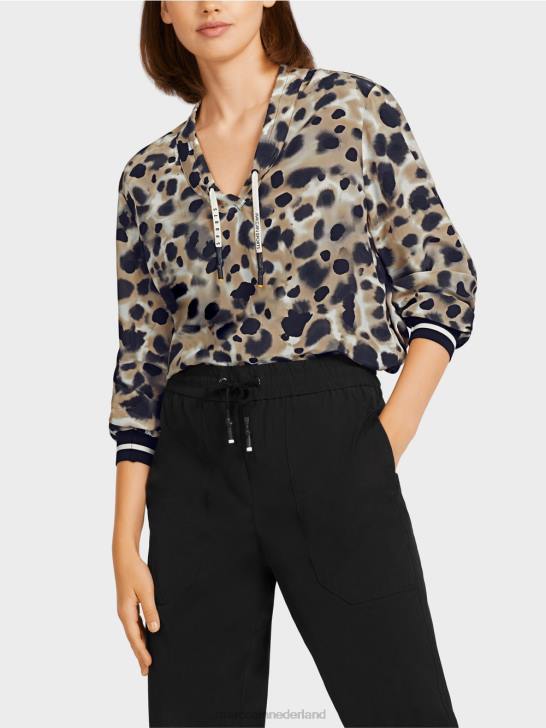 kleding lichte koffie 464J984 \"rethink Together\" top in blousestijl Marc Cain
