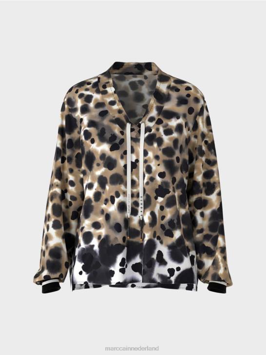 kleding lichte koffie 464J984 \"rethink Together\" top in blousestijl Marc Cain