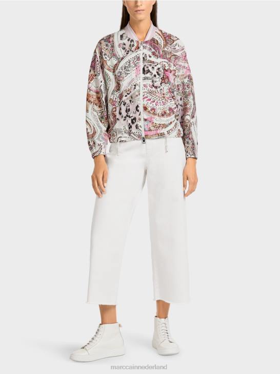 kleding lichte lavendel 464J388 oversized blouson met paisleymotief Marc Cain
